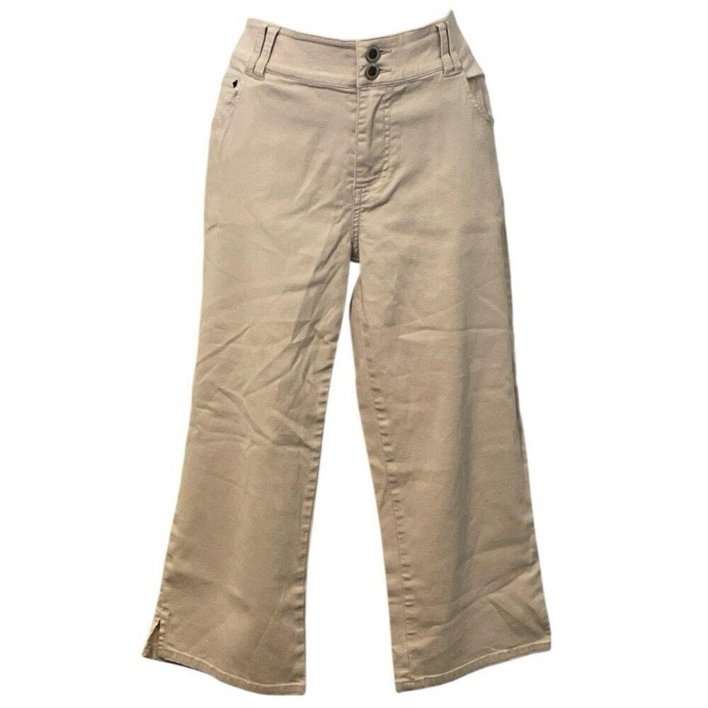 Duck Head Petites Stretch Womens Khaki Capri Pants Size 00P Beige Zip Pockets